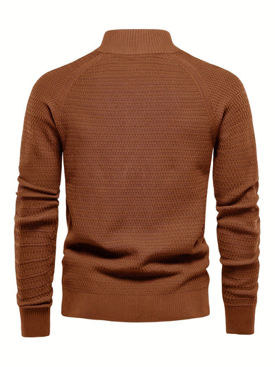 Men's stand collar buttoned dress sheared sweater