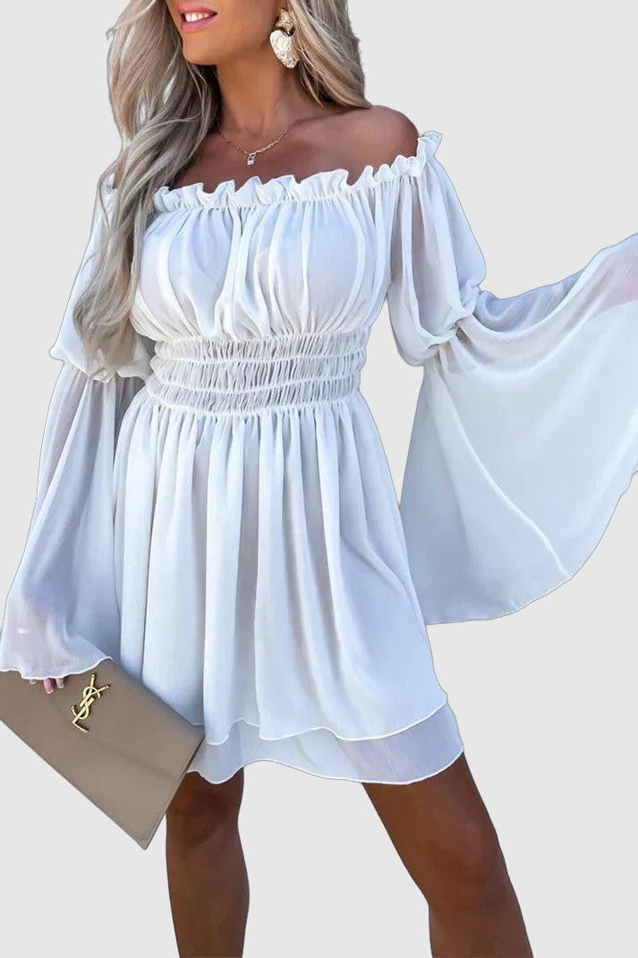 Off-Shoulder Dresses with Fixed Ruffles, Casual and Simple Style