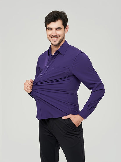 Men’s Dress Shirt - Breathable Cotton - Modern Fit - Long Sleeve Button-Up