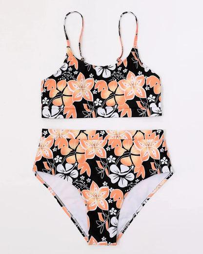 Women’s Bikini Set – High Waisted – Tank Style Top – Floral Print – Breathable Blend