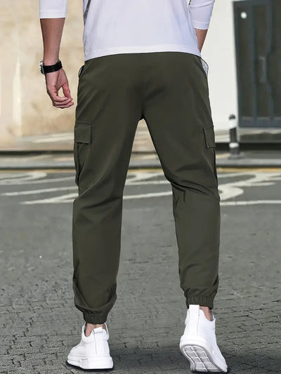 Men’s Jogger Trousers - Tapered Fit - Elastic Waist & Cuffs - Cargo Pockets - Casual Wear