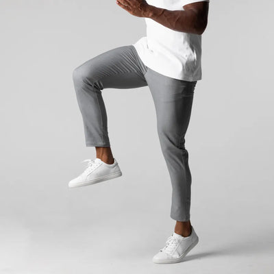Men’s Slim-Fit Dress Trousers - Stretch Cotton - Flat Front - Business Casual