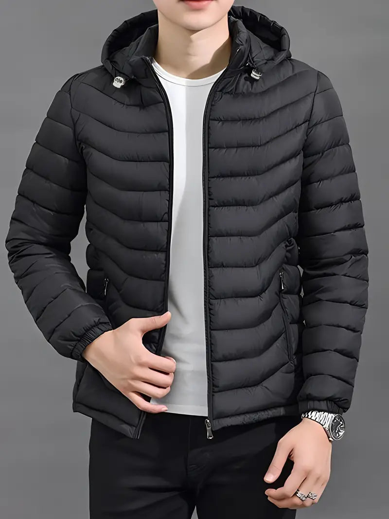 Men's quilted jacket with hood