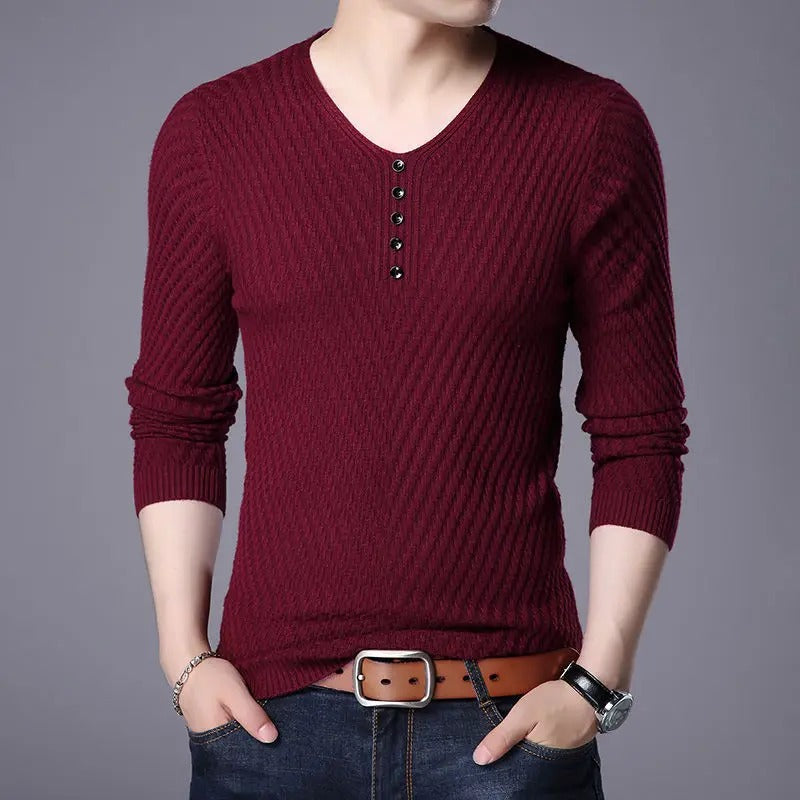 Men's color block striped long sleeve shirt