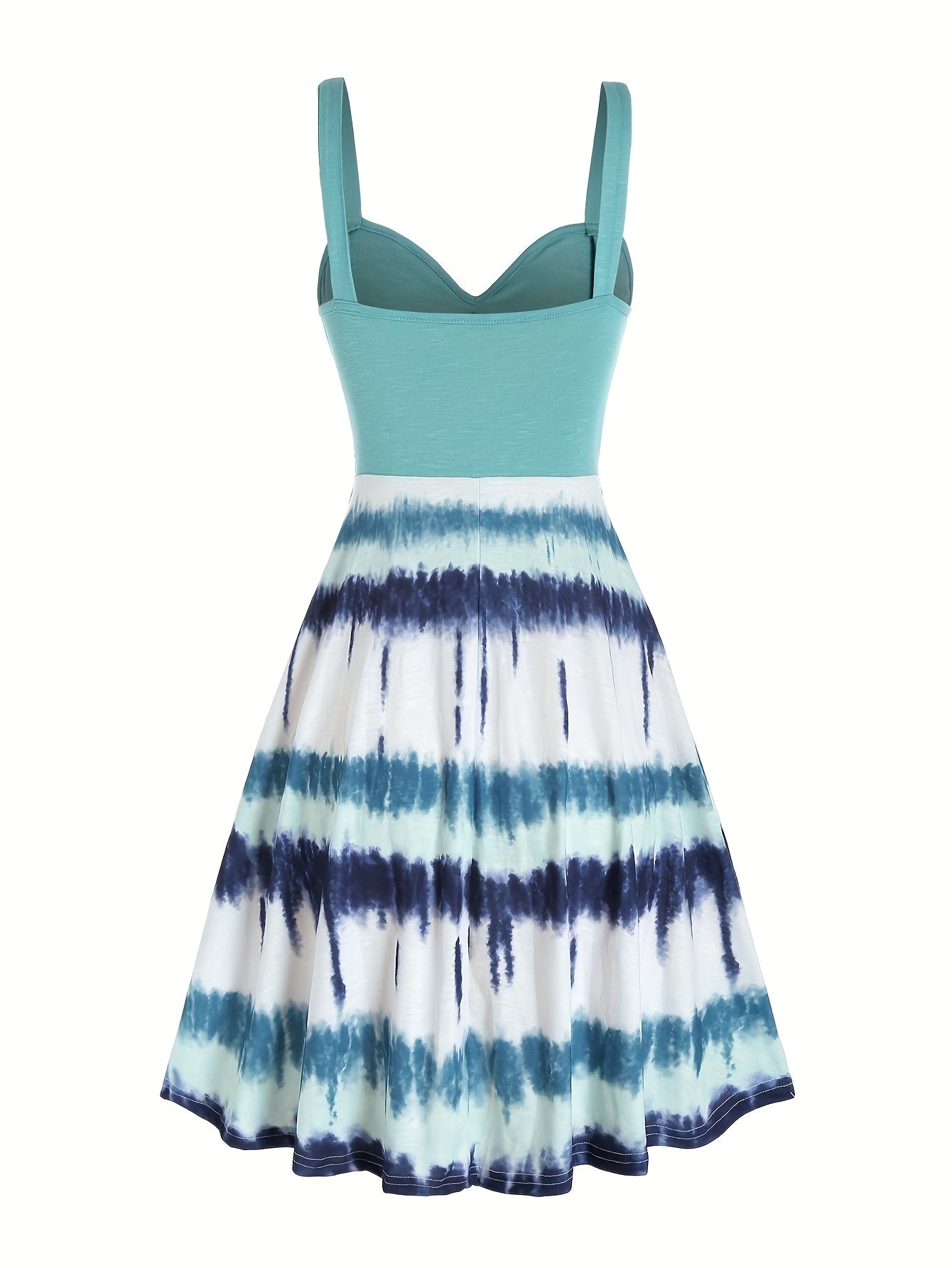 Tie-Dye V-Neck Dress with Faux Buttons for Women