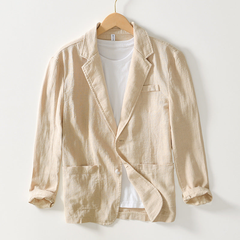 Men's Sustainable Linen Jacket - Lightweight All-Season Casual Blazer