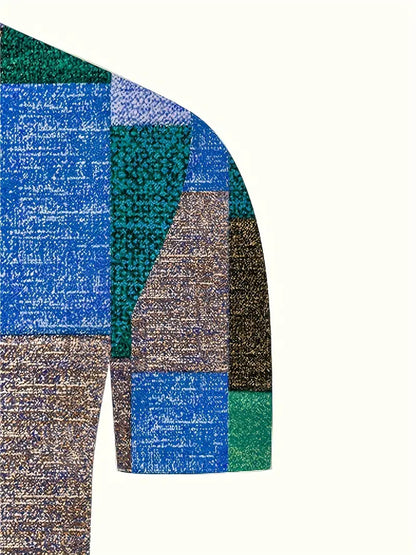 Men’s Polo Shirt - Patchwork Design - Short Sleeve - Breathable Casual Wear
