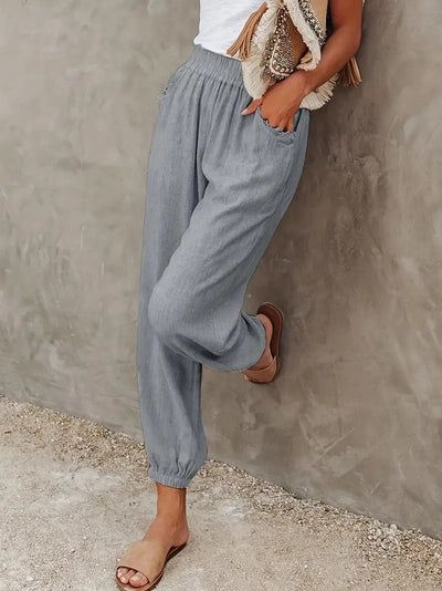 Women's Jogger Trousers - Elastic Waistband - Lightweight Casual Loungewear