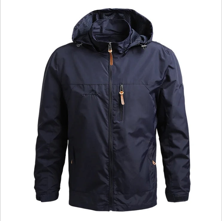 Waterproof hooded windbreaker jacket for men