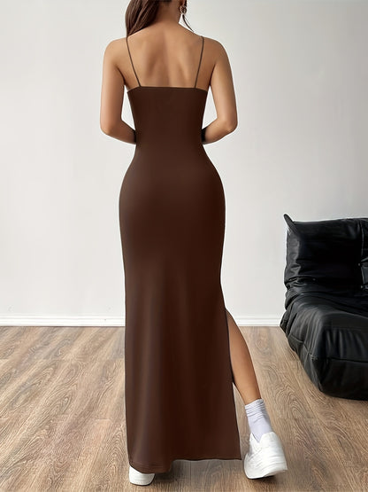 Sleeveless maxi dress with slit for women