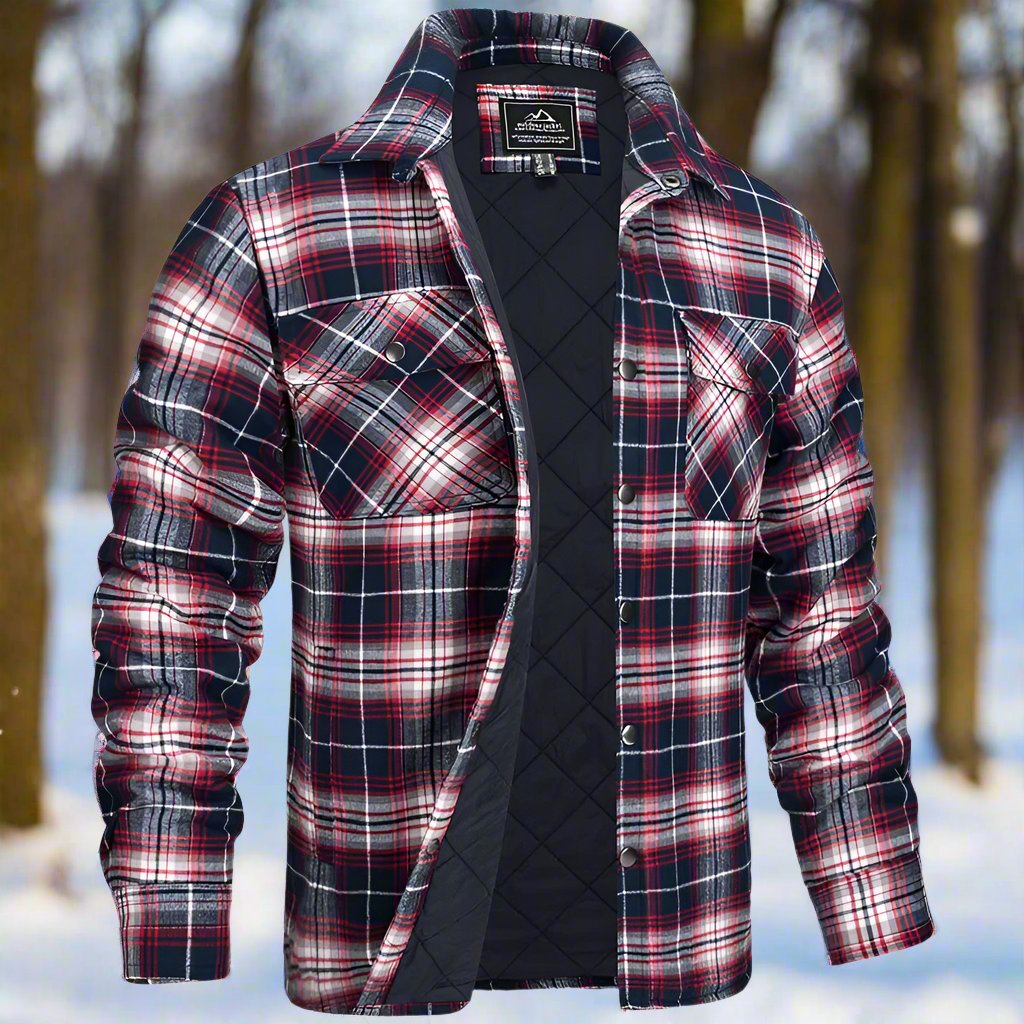 Men’s Shirt Jacket – Flannel Quilted – Relaxed Fit – Snap Front – Chest Pockets