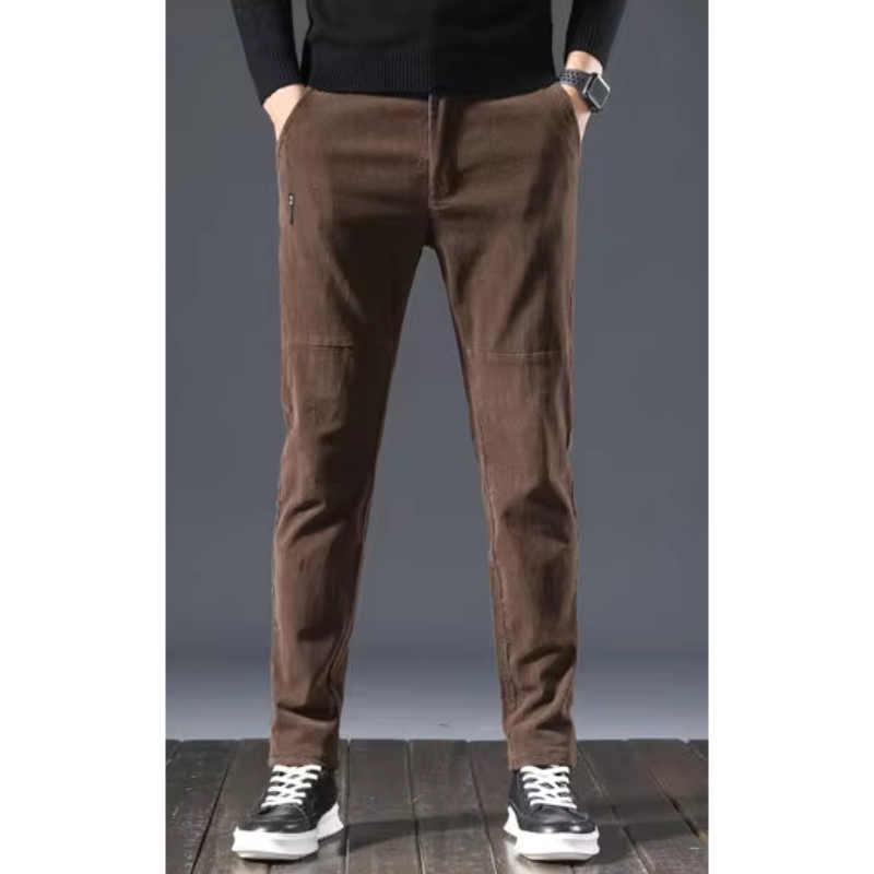 Men's thick corduroy pants with fleece lining and back pockets