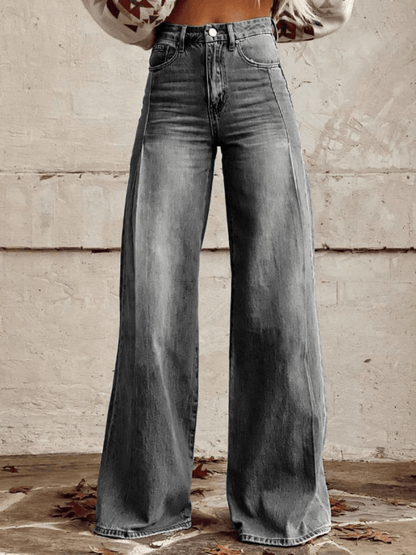 Women's Wide-Leg Trousers- High-Waisted - Relaxed Fit - Classic Style