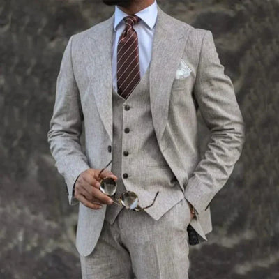 Men’s Three-Piece Suit – Tailored Fit – Single-Breasted – Breathable Luxury Fabric