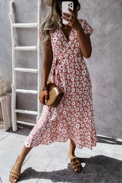 Women’s Midi Dress – A-Line Silhouette – Relaxed Fit – Short Sleeve – Breathable Blend