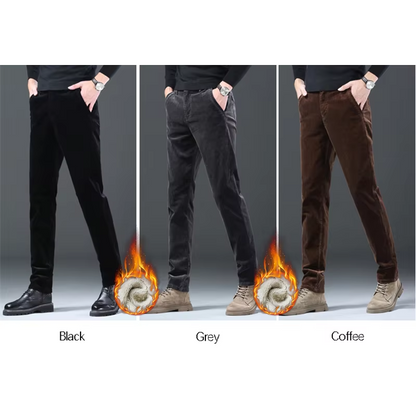 Men's corduroy pants with warm fleece lining