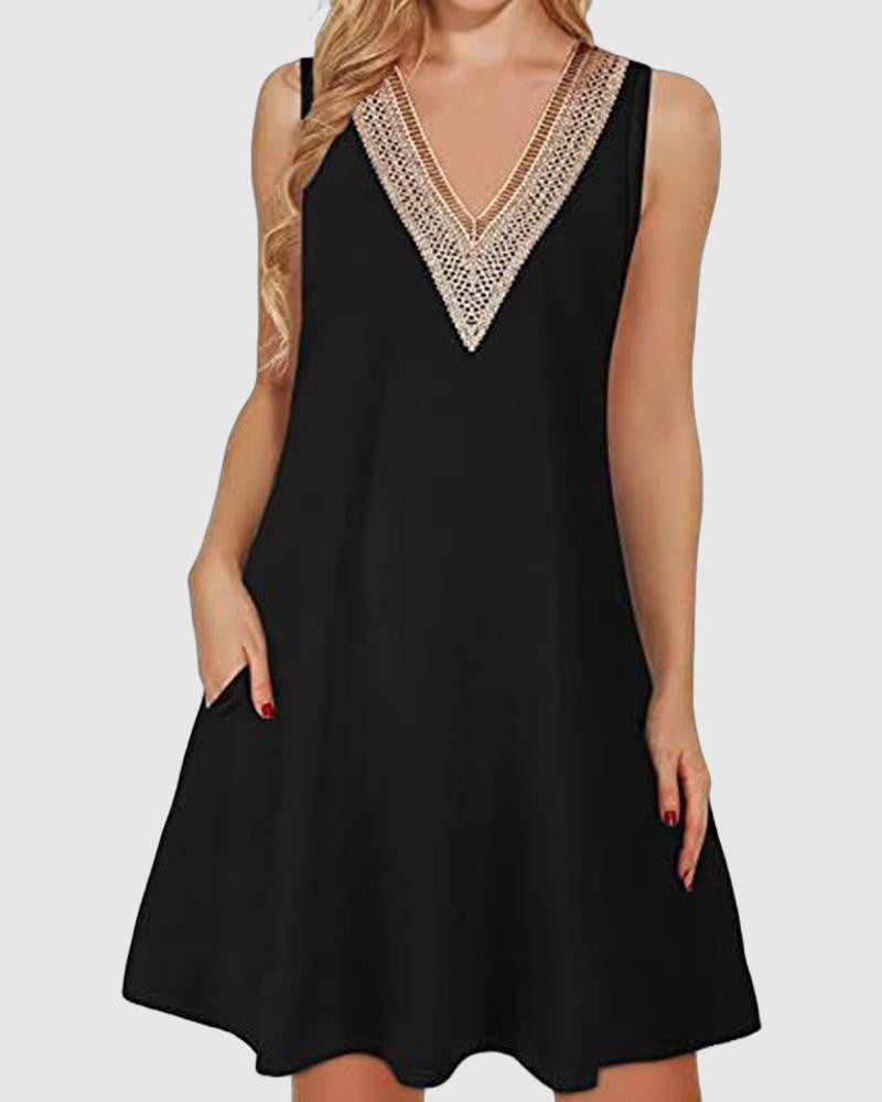 Sleeveless V-Neck Short Dress for Women - Elegant and Breathable Style