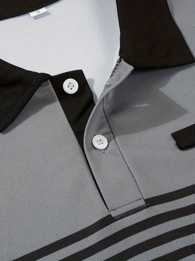 Men’s Polo Shirt - Slim Fit - Striped Design - Short Sleeve Casual Wear