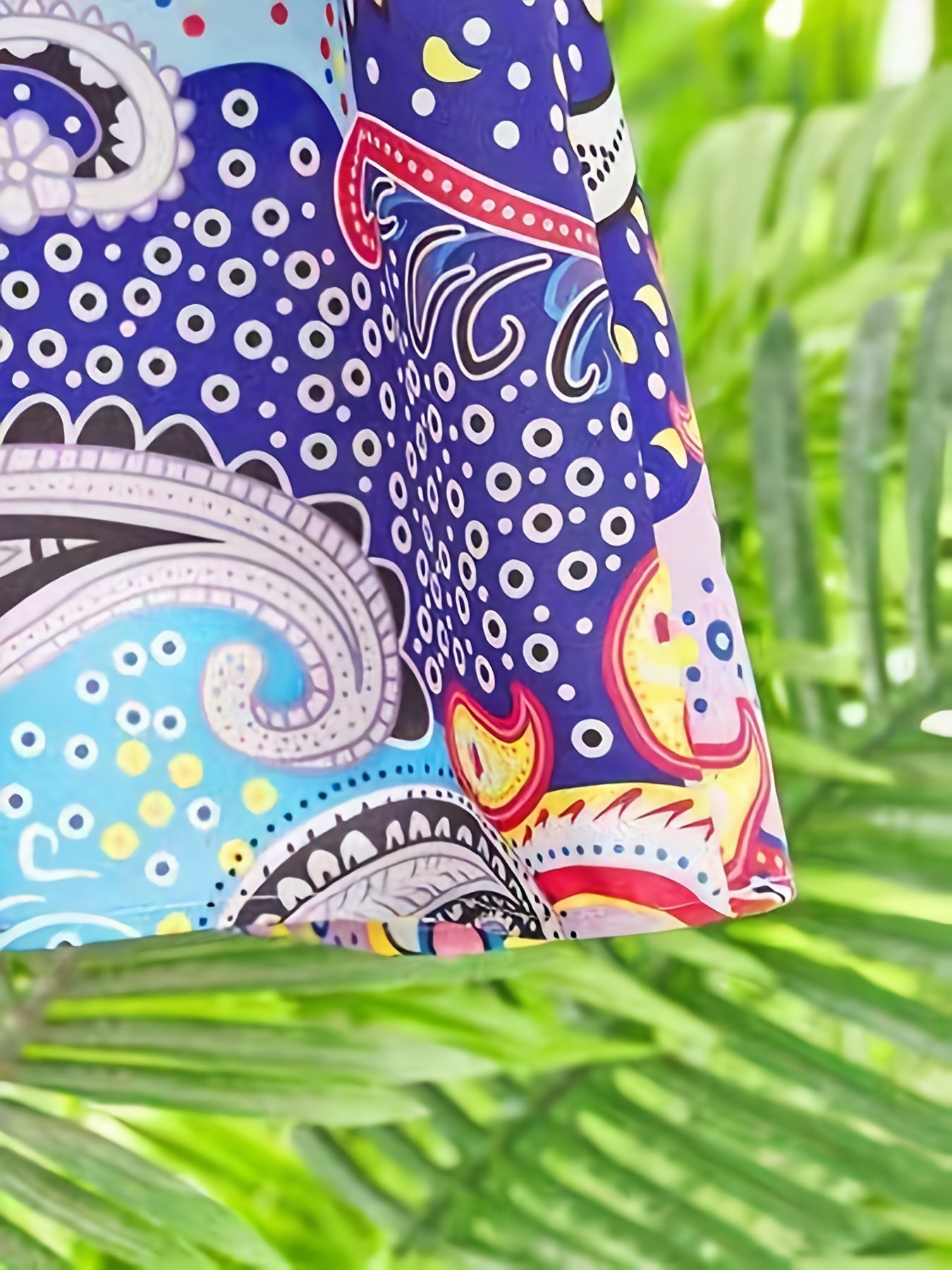 Women's Dress - V-Neck - Long Sleeve - Flowy Lightweight Paisley Boho Style