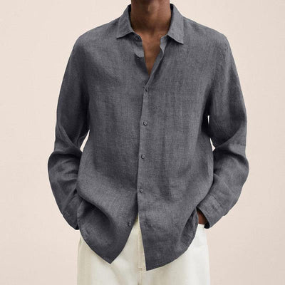 Men’s Button-Down Shirt – Relaxed Fit – Natural Fibers – Long Sleeve Versatile Style