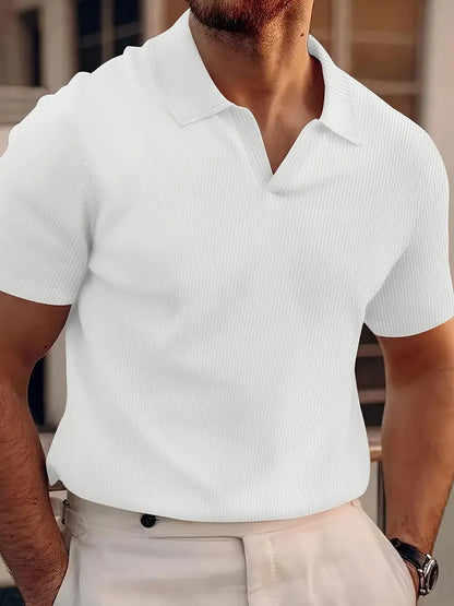 Men’s Polo Shirt – Classic Fit – Breathable Blend – Ribbed Texture – Short Sleeve