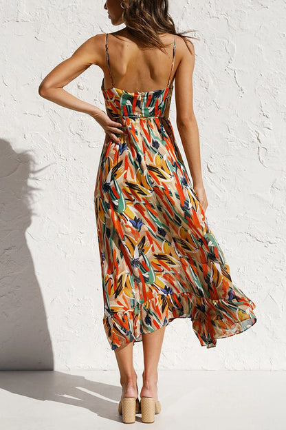 Women's Maxi Dress - Sleeveless V-Neck - Spaghetti Straps Flowy Casual Wear