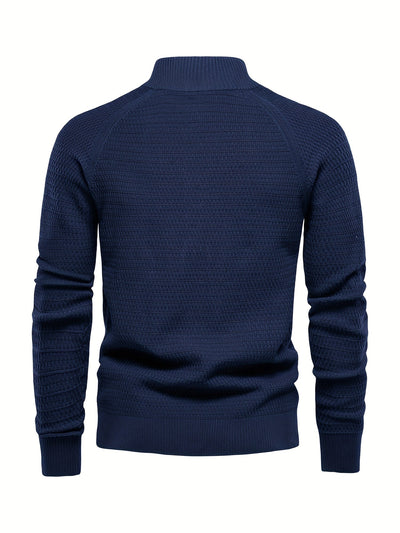 Men's stand collar buttoned dress sheared sweater