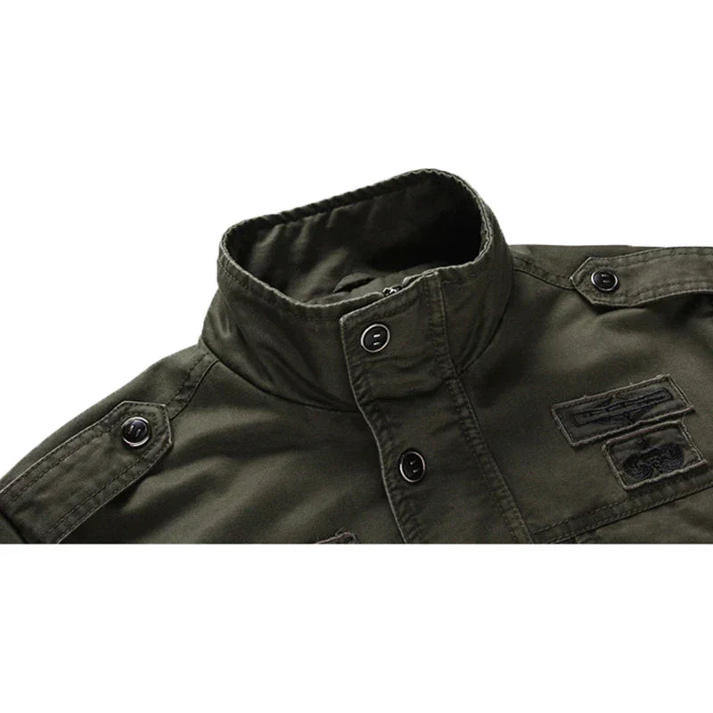 Men's military style jacket for men with stand up collar