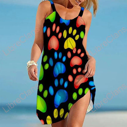 Women’s Casual Dress – Relaxed Fit – Sleeveless – Playful Print – Breathable Blend