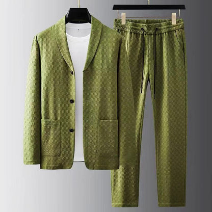 Men's All-Season Athleisure Set - Sustainable Stretch Fit, Breathable Cotton Blend