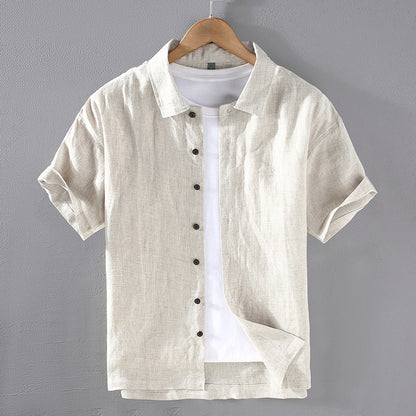 Men’s Short-Sleeve Button-Up Shirt - Breathable Blend - Relaxed Fit