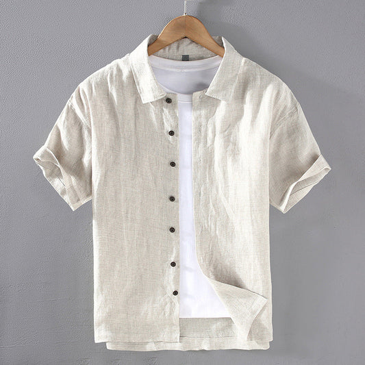 Men’s Short-Sleeve Button-Up Shirt - Breathable Blend - Relaxed Fit