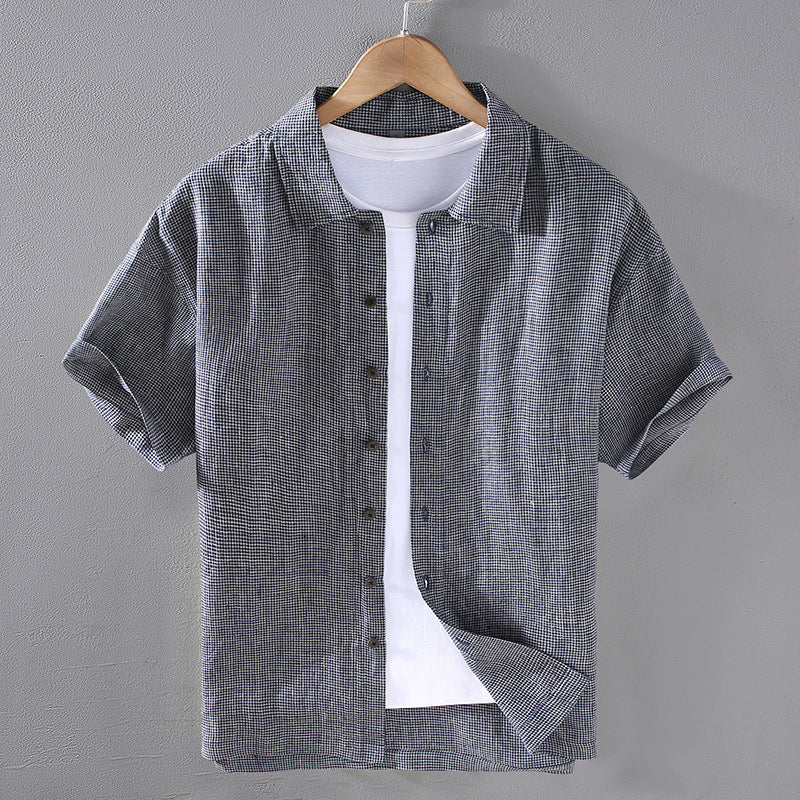 Men’s Short-Sleeve Button-Up Shirt - Breathable Blend - Relaxed Fit