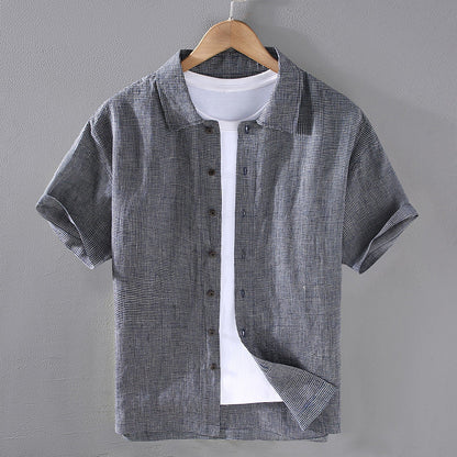 Men’s Short-Sleeve Button-Up Shirt - Breathable Blend - Relaxed Fit