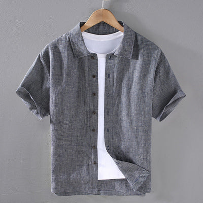 Men’s Short-Sleeve Button-Up Shirt - Breathable Blend - Relaxed Fit