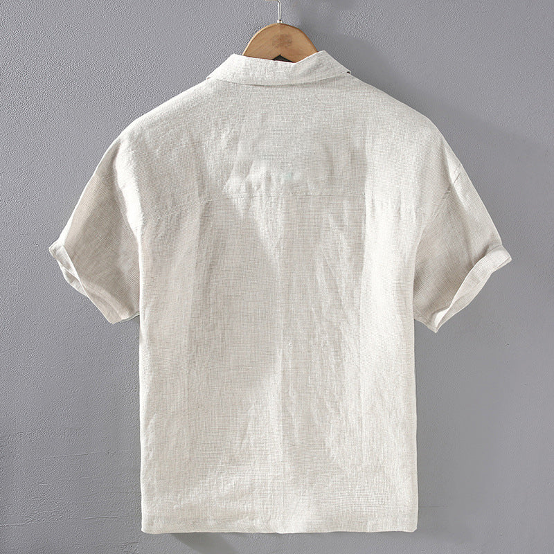 Men’s Short-Sleeve Button-Up Shirt - Breathable Blend - Relaxed Fit