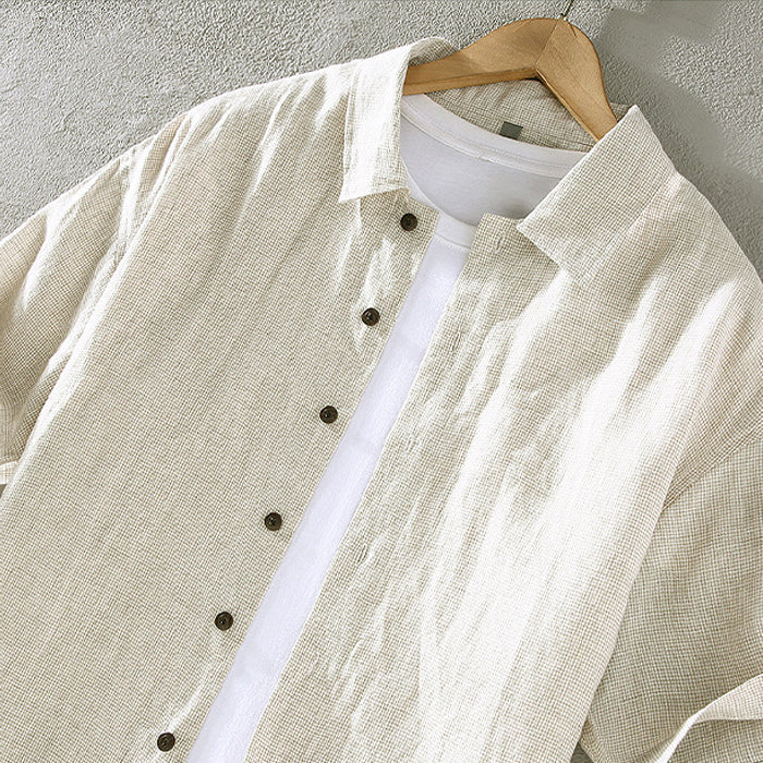 Men’s Short-Sleeve Button-Up Shirt - Breathable Blend - Relaxed Fit