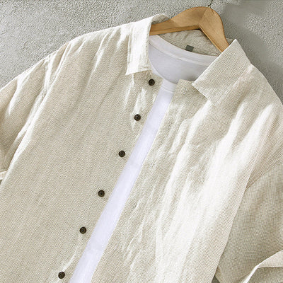 Men’s Short-Sleeve Button-Up Shirt - Breathable Blend - Relaxed Fit