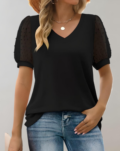 Women's Casual Short Puff Sleeve Top