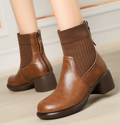 Women's Stretch Sock Boots with Heel