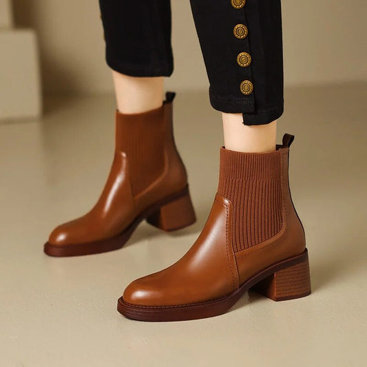 Women's Stretch Sock Boots with Heel