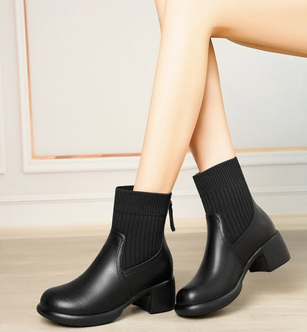 Women's Stretch Sock Boots with Heel