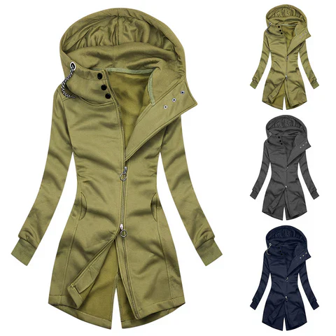 Women's casual slim-fit hoodie turtleneck jacket
