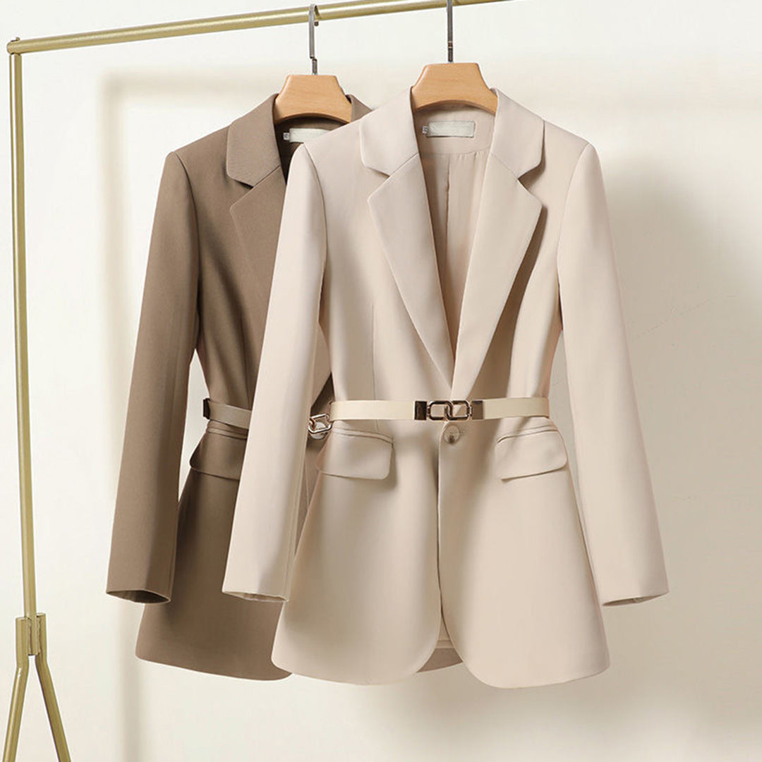Women’s Blazer – Relaxed Fit – Belted Waist – Single Button