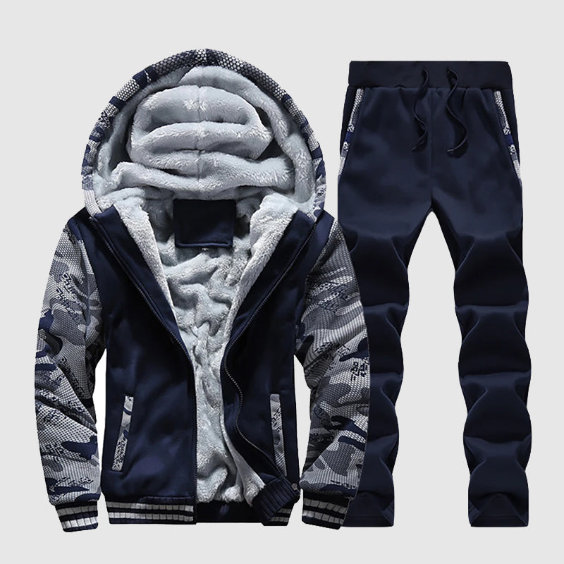 Men's casual fleece jacket and pants set