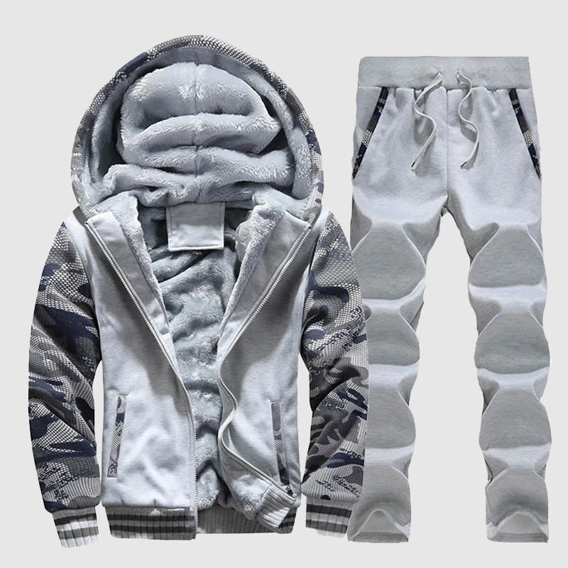 Men's casual fleece jacket and pants set