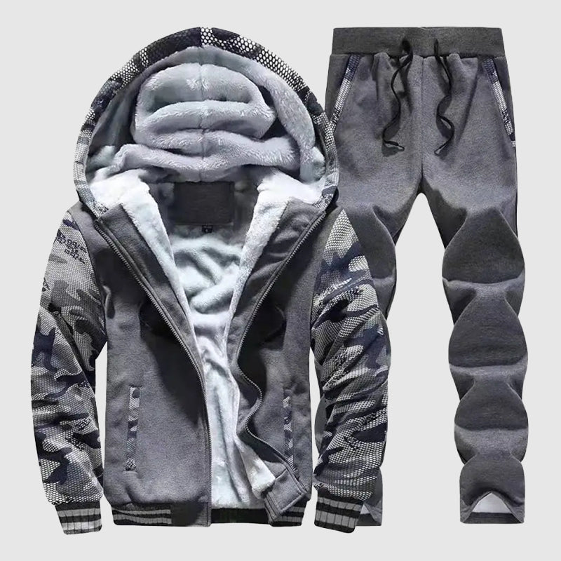 Men's casual fleece jacket and pants set