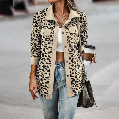 Trendy Leopard Print Jacket with Polyester Blend for Stylish Winter Wear