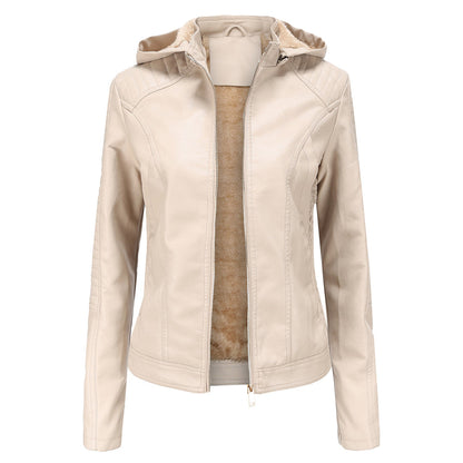 Jacket with detachable hood for women