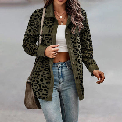 Trendy Leopard Print Jacket with Polyester Blend for Stylish Winter Wear